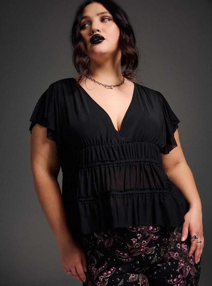 Nightfall Mesh Peplum Top