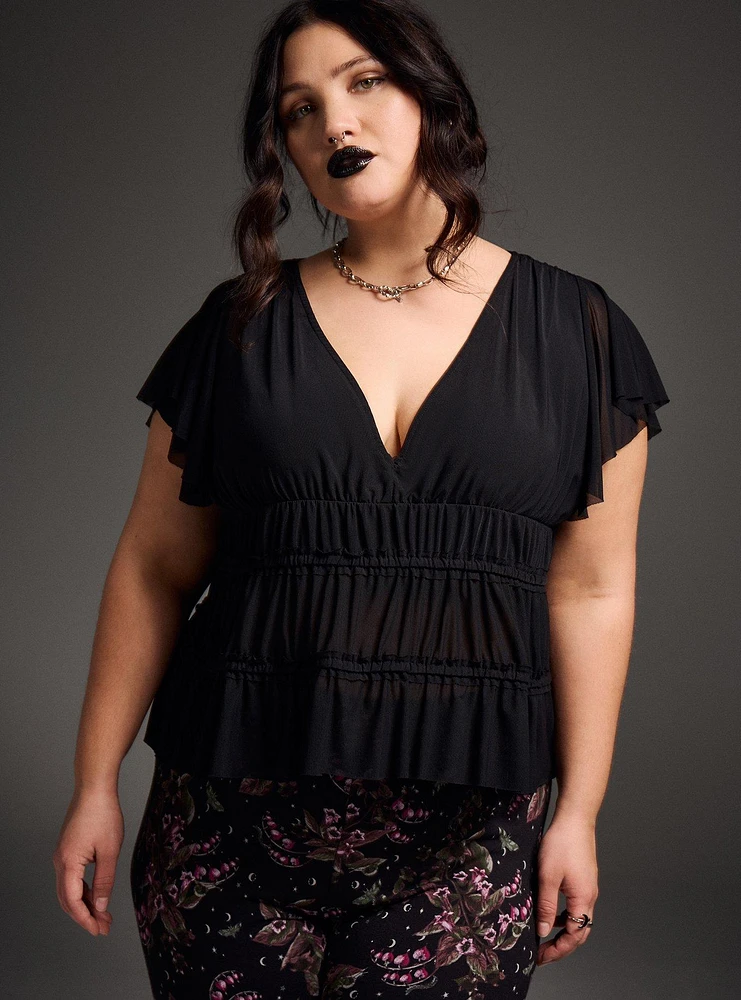 Nightfall Mesh Peplum Top
