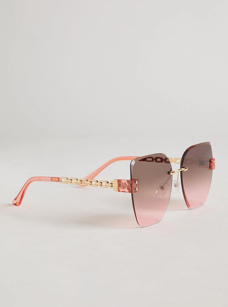 Rimless Square Chain Sunglasses