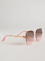 Rimless Square Chain Sunglasses