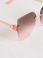 Rimless Square Chain Sunglasses