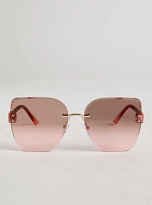 Rimless Square Chain Sunglasses