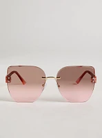 Rimless Square Chain Sunglasses