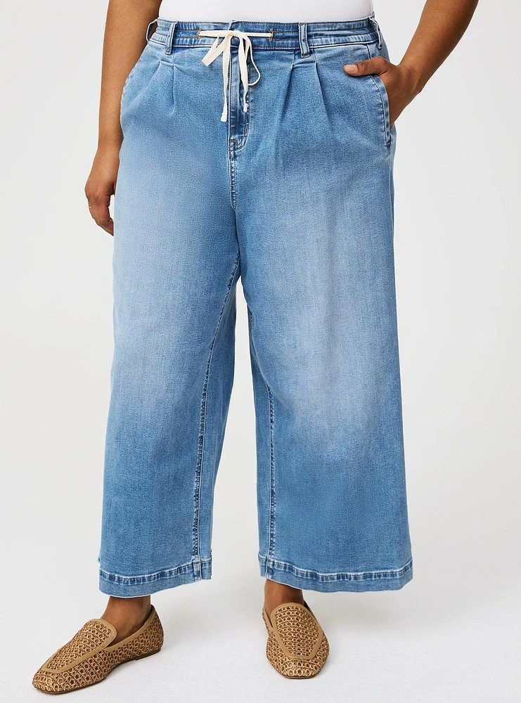 Crop High-Rise Wide Leg Drawstring Jean