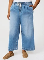 Crop High-Rise Wide Leg Drawstring Jean