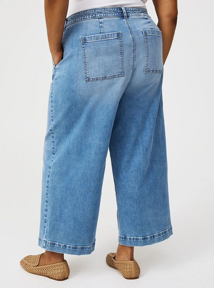 Crop High-Rise Wide Leg Drawstring Jean