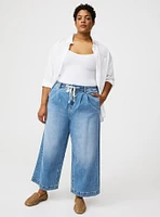 Crop High-Rise Wide Leg Drawstring Jean