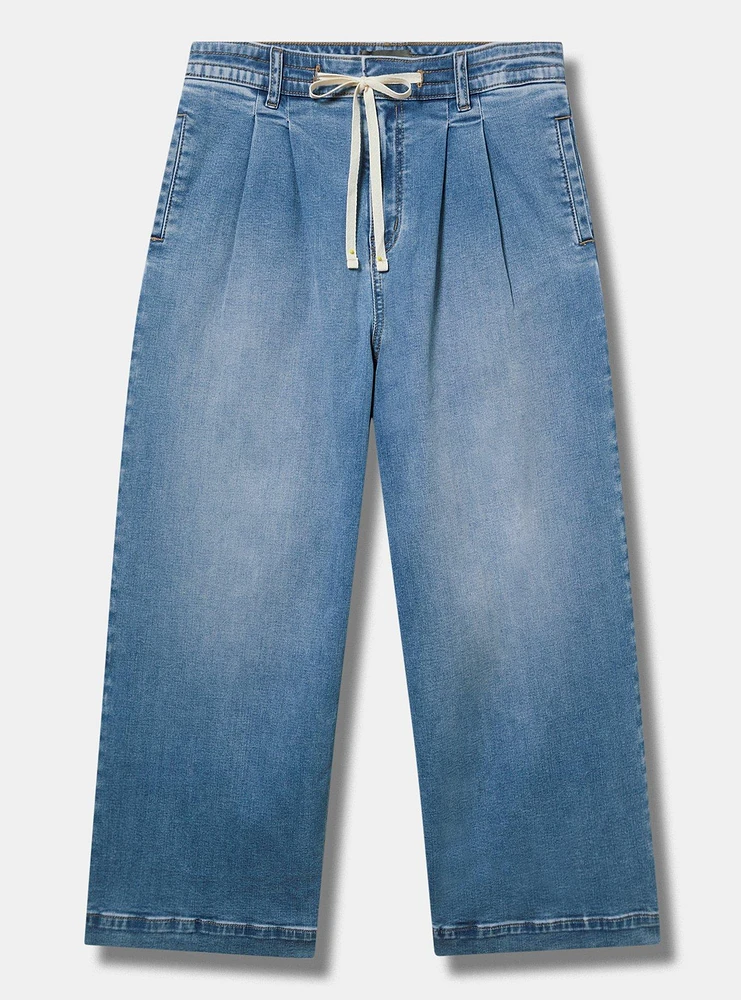 Crop High-Rise Wide Leg Drawstring Jean