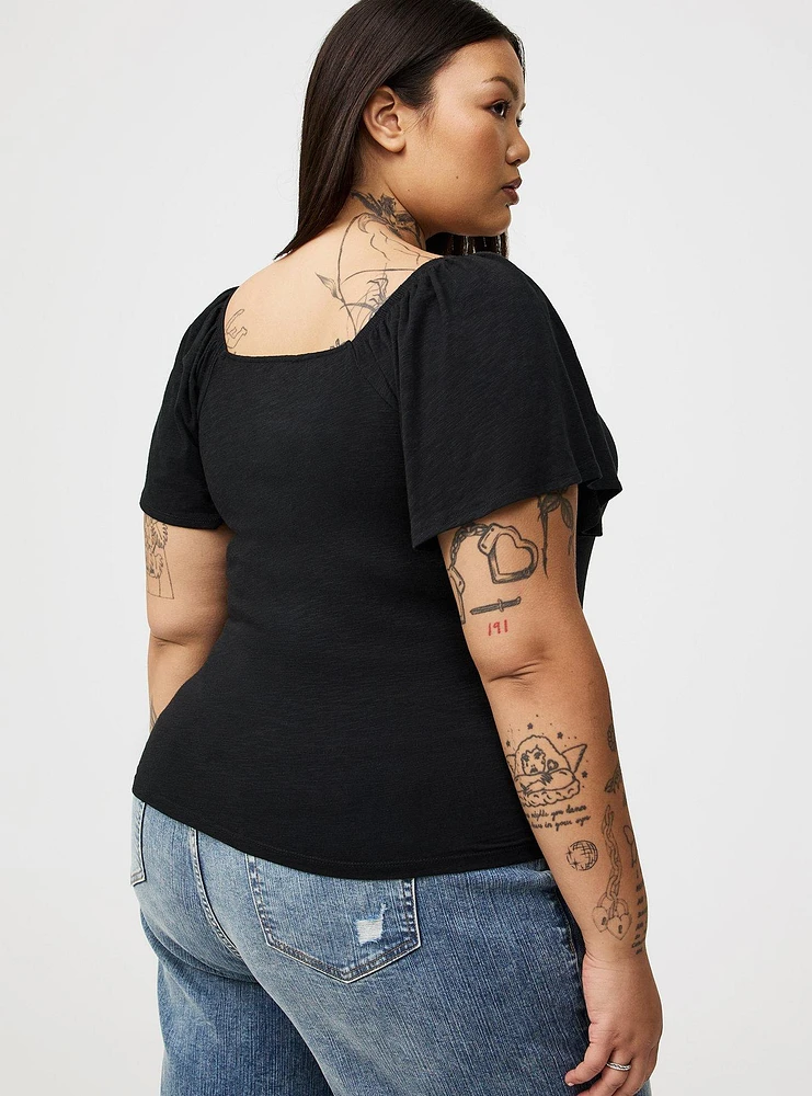 Flutter Sleeve Crop Top