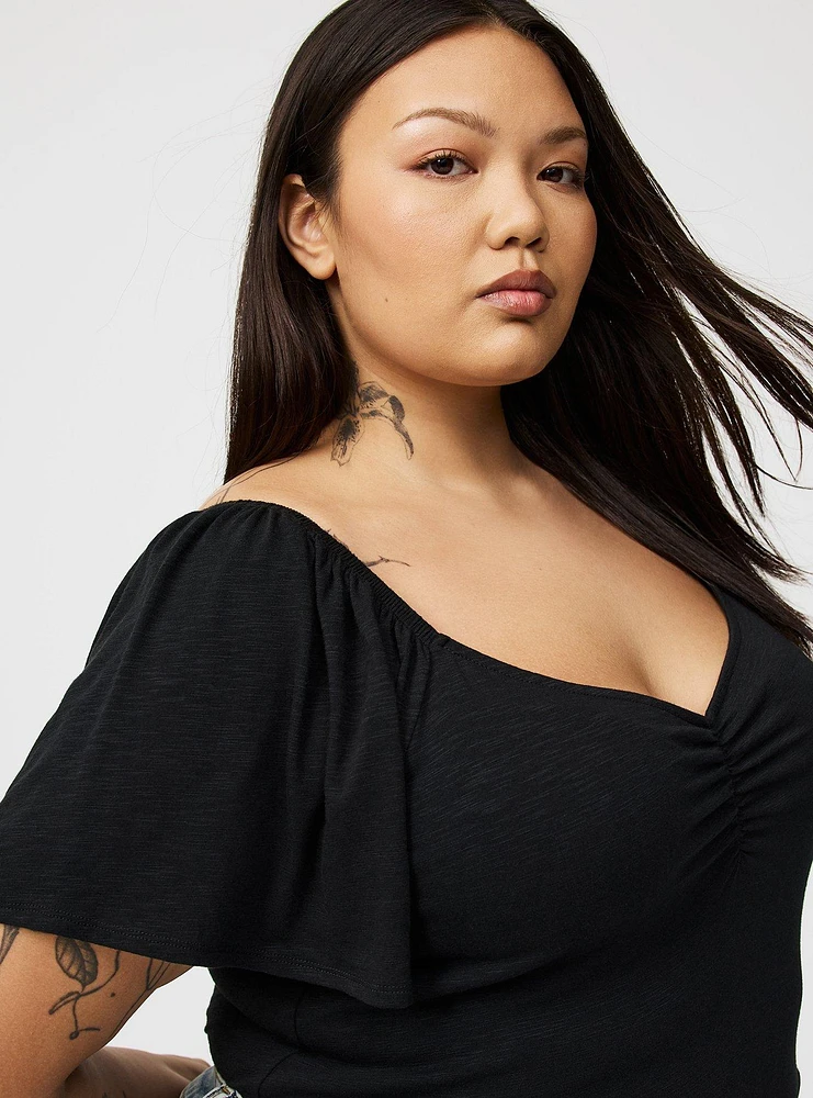Flutter Sleeve Crop Top