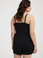 Sweetheart-Neck Wrap-Front Romper