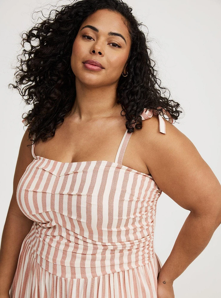Shirred Tea Length Dress