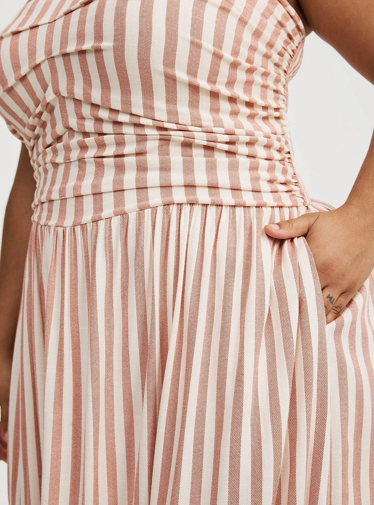 Shirred Tea Length Dress