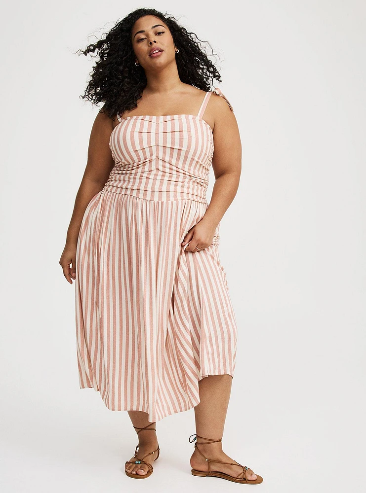 Shirred Tea Length Dress
