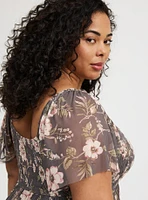 Flutter Sleeve Tea Length Dress