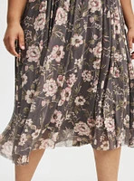 Flutter Sleeve Tea Length Dress