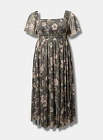 Flutter Sleeve Tea Length Dress
