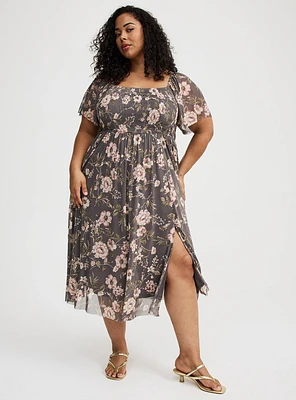 Flutter Sleeve Tea Length Dress