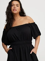 Shirred Bodice Mini Dress