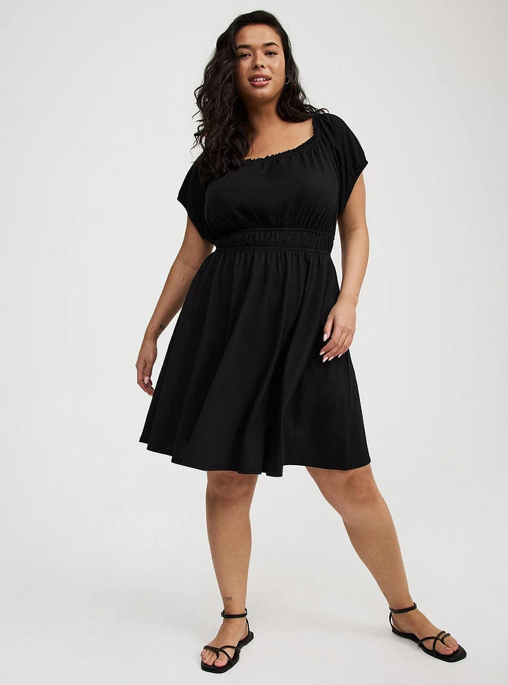 Shirred Bodice Mini Dress