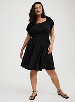 Shirred Bodice Mini Dress