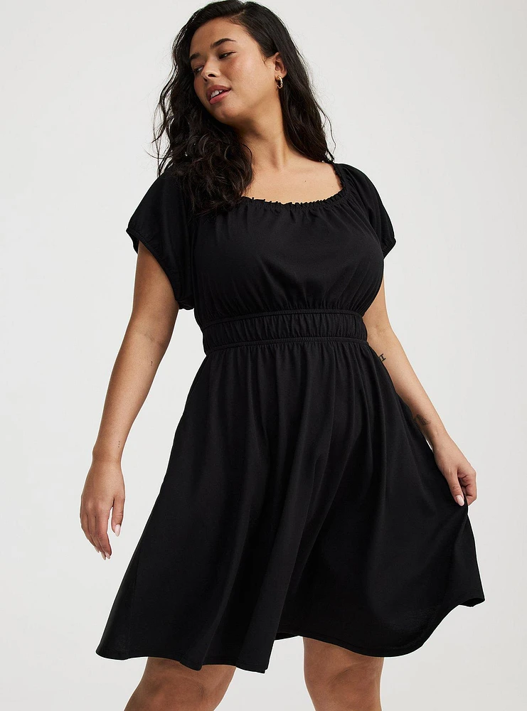 Shirred Bodice Mini Dress