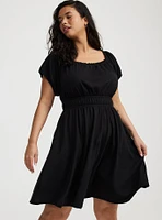 Shirred Bodice Mini Dress