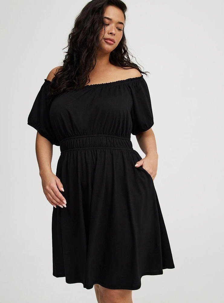 Shirred Bodice Mini Dress
