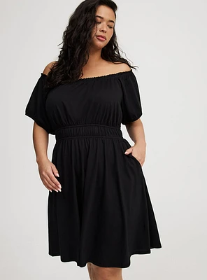 Shirred Bodice Mini Dress