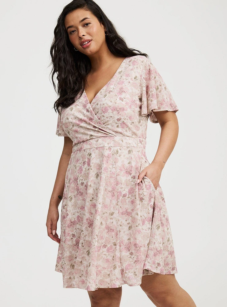 Surplice Flutter Sleeve Mini Dress