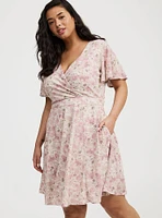 Surplice Flutter Sleeve Mini Dress