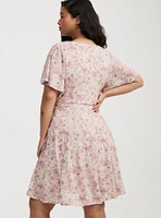 Surplice Flutter Sleeve Mini Dress