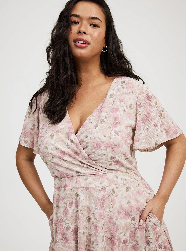 Surplice Flutter Sleeve Mini Dress
