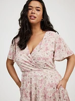 Surplice Flutter Sleeve Mini Dress