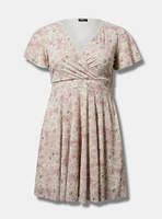 Surplice Flutter Sleeve Mini Dress