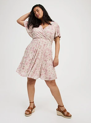 Surplice Flutter Sleeve Mini Dress