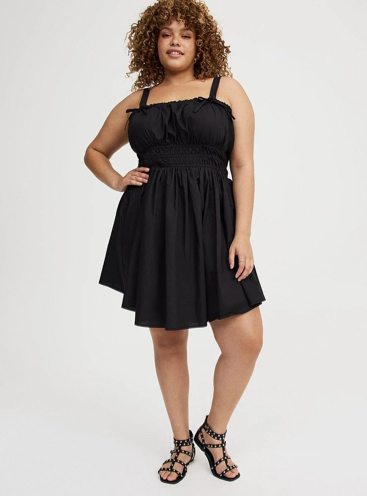 Mini Poplin Side-Cutout Dress