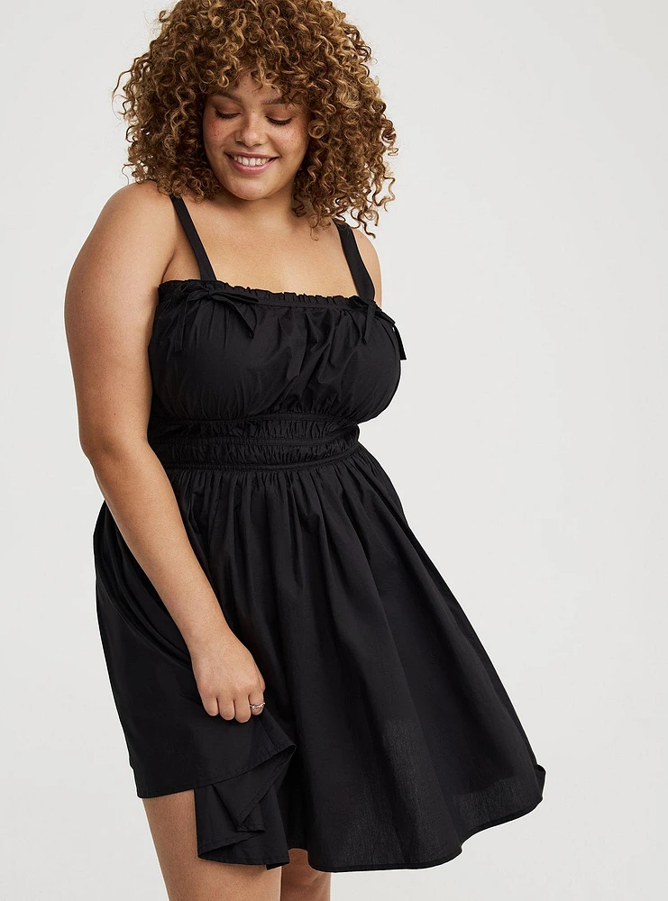 Mini Poplin Side-Cutout Dress