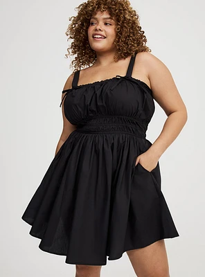 Mini Poplin Side-Cutout Dress