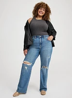 Embroidered High-Neck Rib Tank