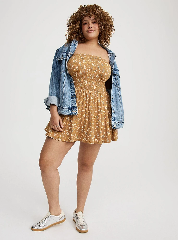 Crinkle Knit Smocked Tube Romper