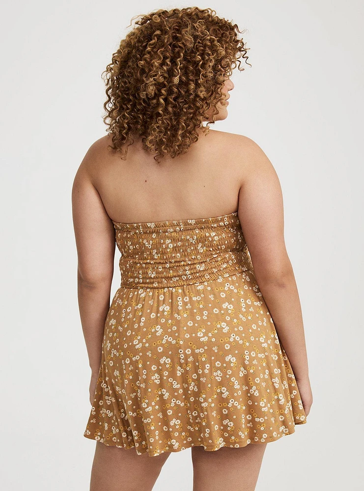 Crinkle Knit Smocked Tube Romper