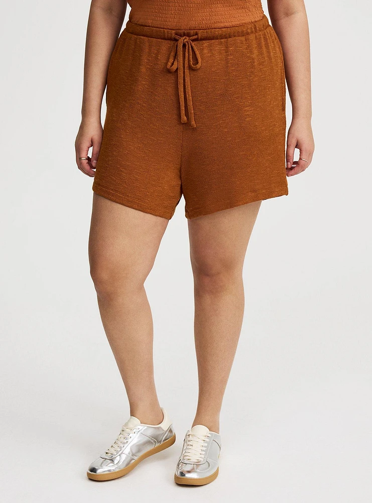 High-Rise Drawstring Knit Short