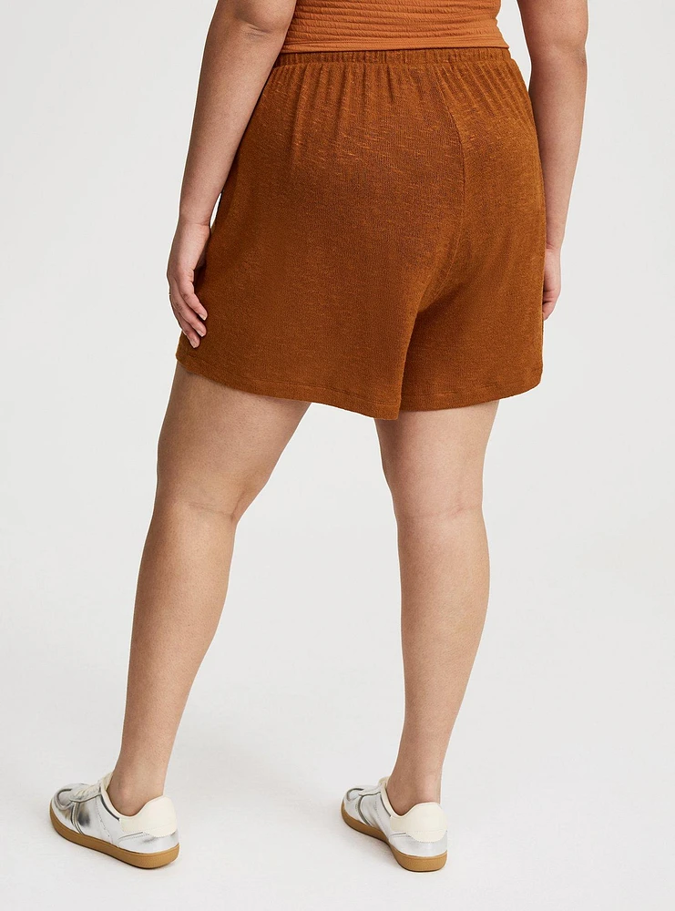 High-Rise Drawstring Knit Short