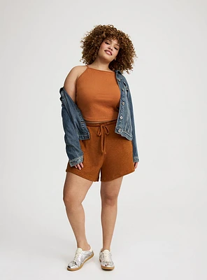 High-Rise Drawstring Knit Short