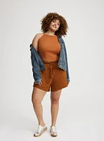 High-Rise Drawstring Knit Short