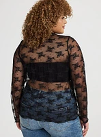 Sheer Lace High Neck Top