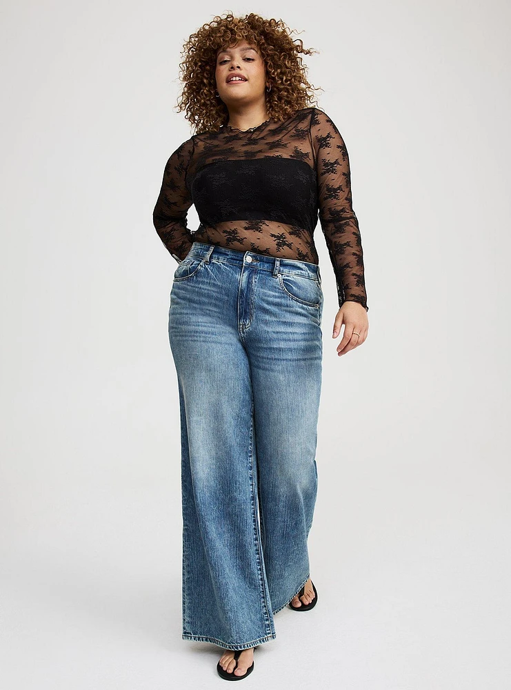 Sheer Lace High Neck Top