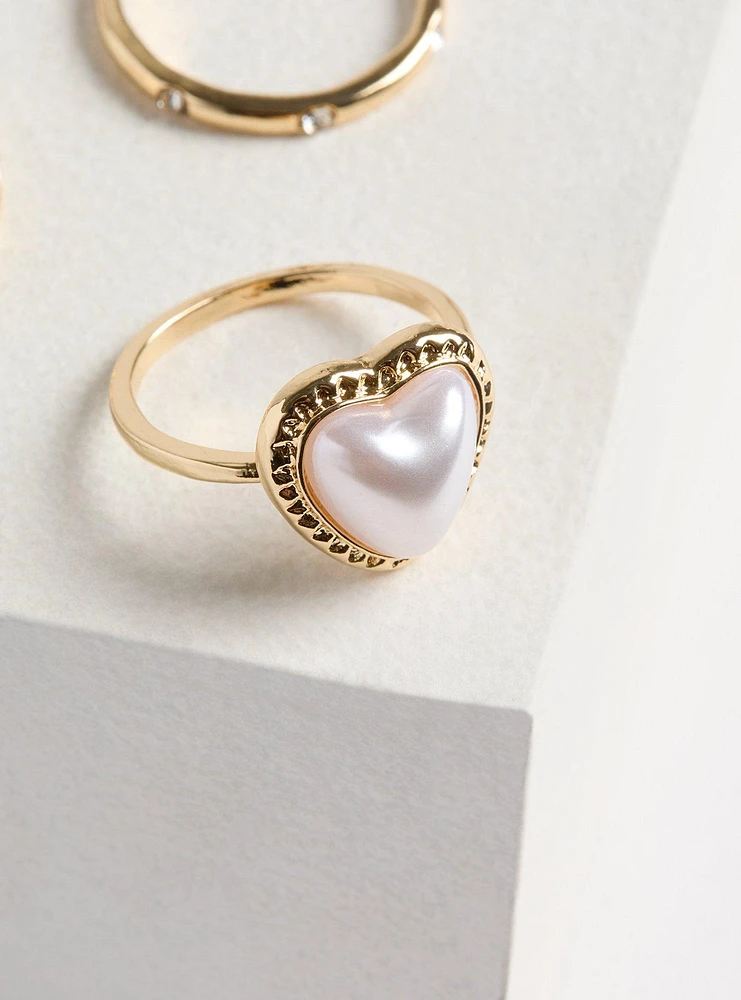 Pearl Butterfly Ring Set