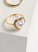 Pearl Butterfly Ring Set